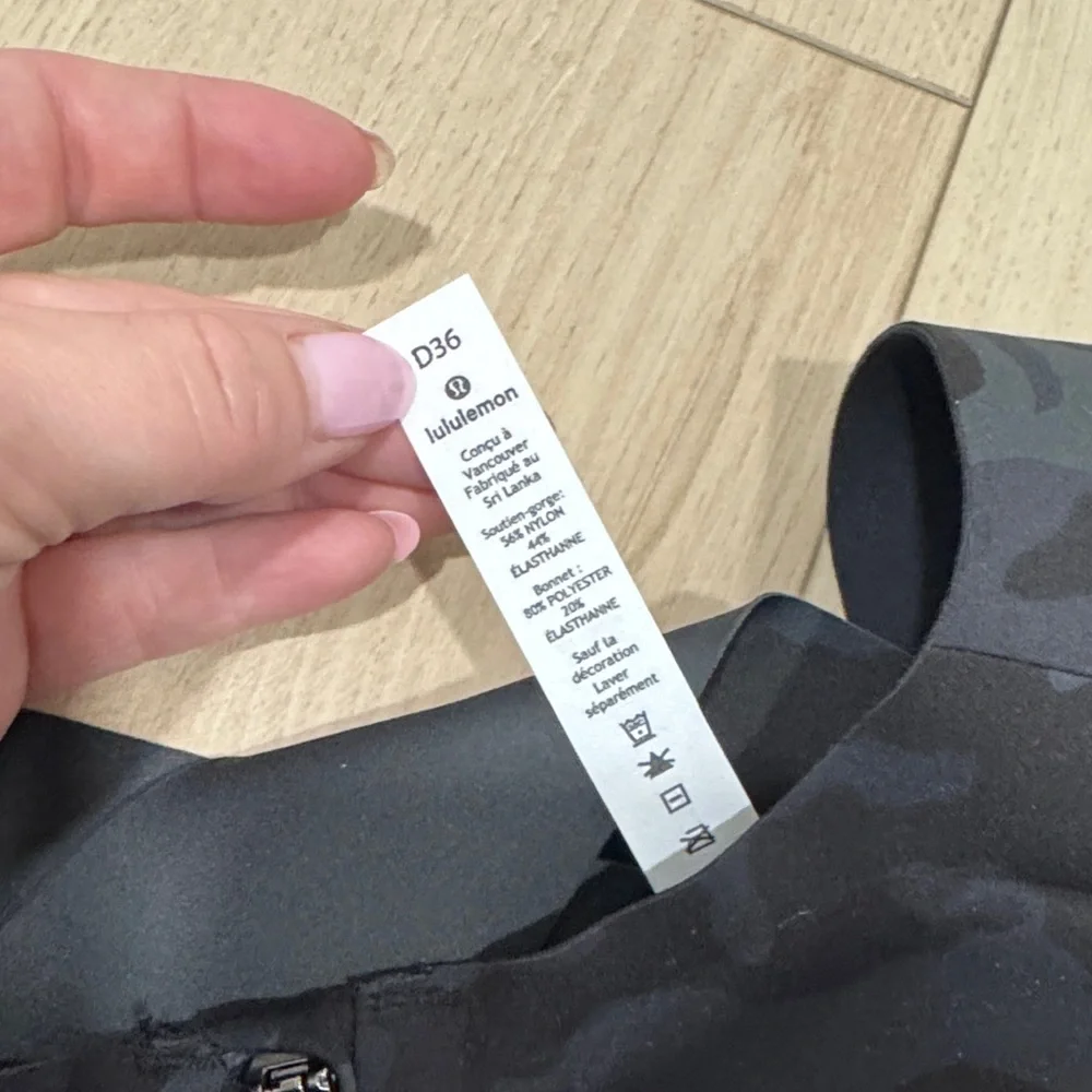 Black Camouflage Sports Bra LULULEMON 36D - Picture 3 of 6